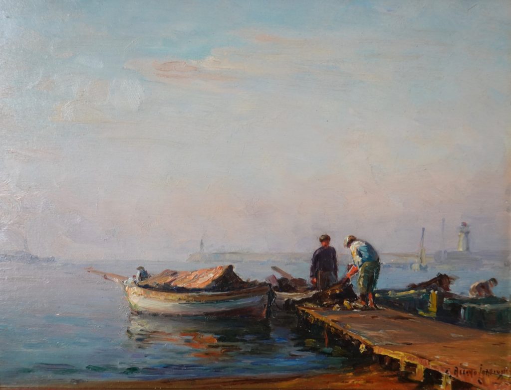 Tableau marine, restauré par l'atelier